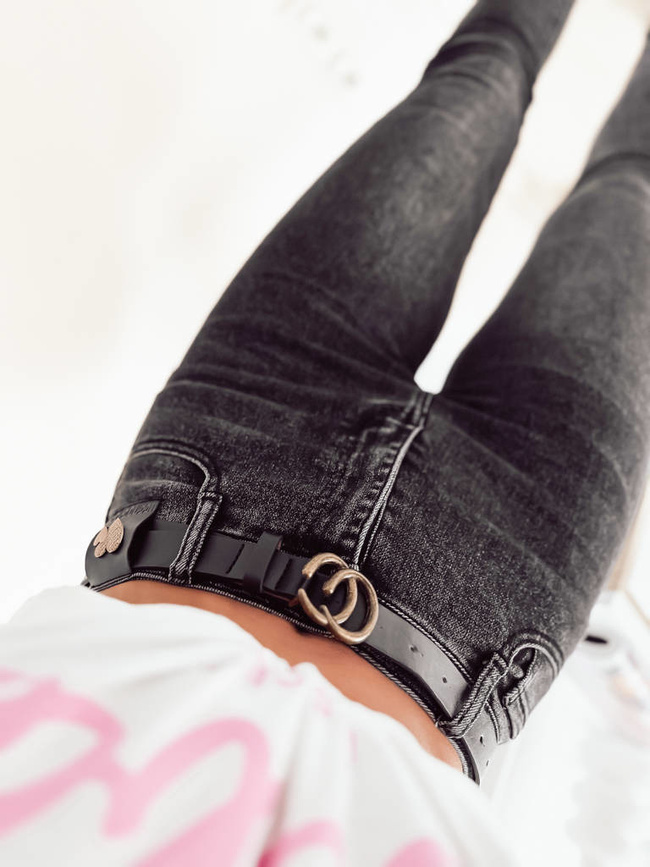 SPODNIE CZARNE Z WYSOKIM STANEM + PASEK