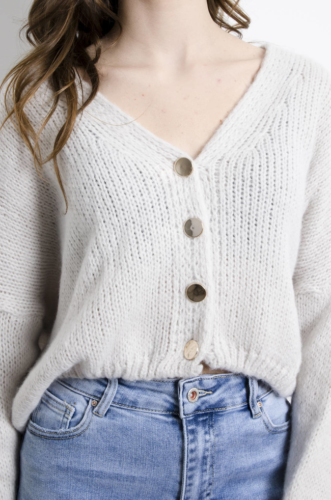 SWETER KARDIGAN ZAPINANY NA GUZIKI- SZARY