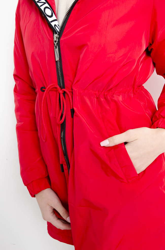 KURTKA PARKA Z KAPTUREM W KOLORZE CZERWONYM