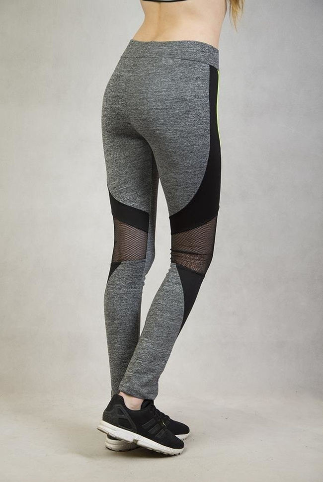 Legginsy fitness szare z siateczką