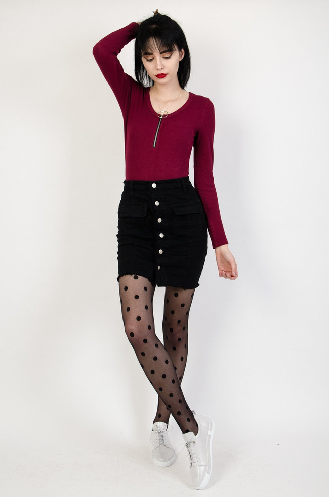 Czarna spódniczka jeansowa z guzikami