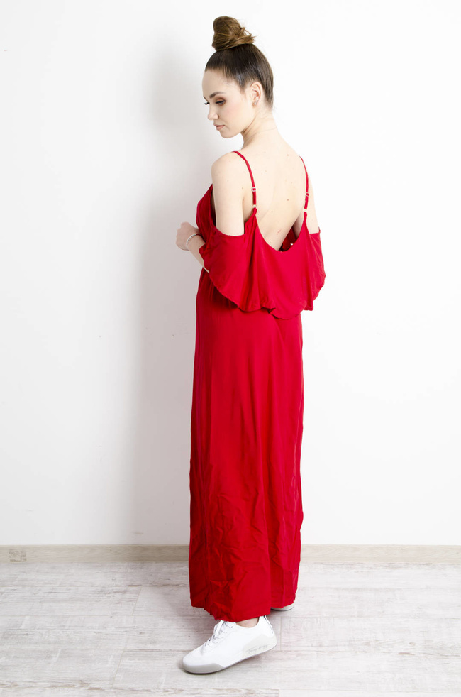 SUKIENKA HISZPANKA MAXI NA RAMIĄCZKA- CZERWONA