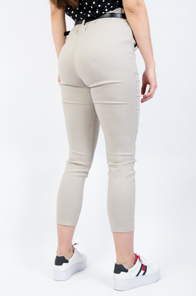 BEŻOWE SPODNIE Z WYSOKIM STANEM + PASEK