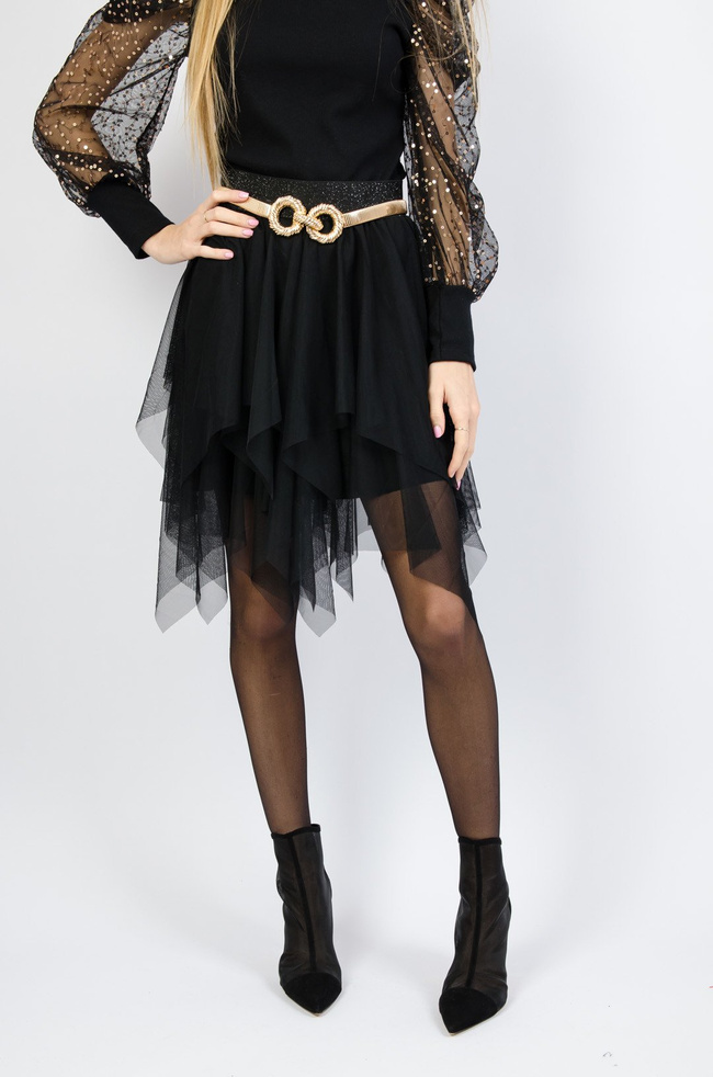 Czarna asymetryczna spódnica tiulowa