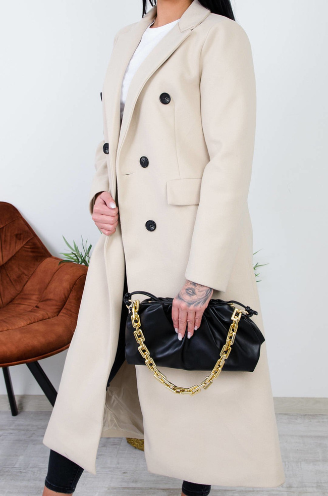 BEŻOWY DŁUGI PŁASZCZ