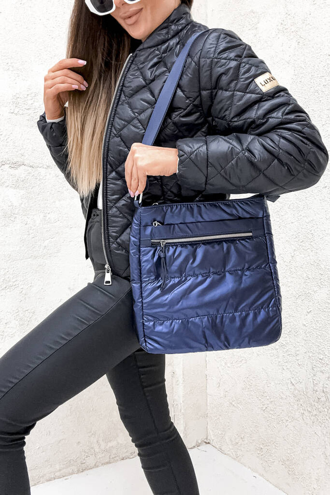 TORBA PIKOWANA Z OZDOBNM ZAMKIEM- GRANATOWA