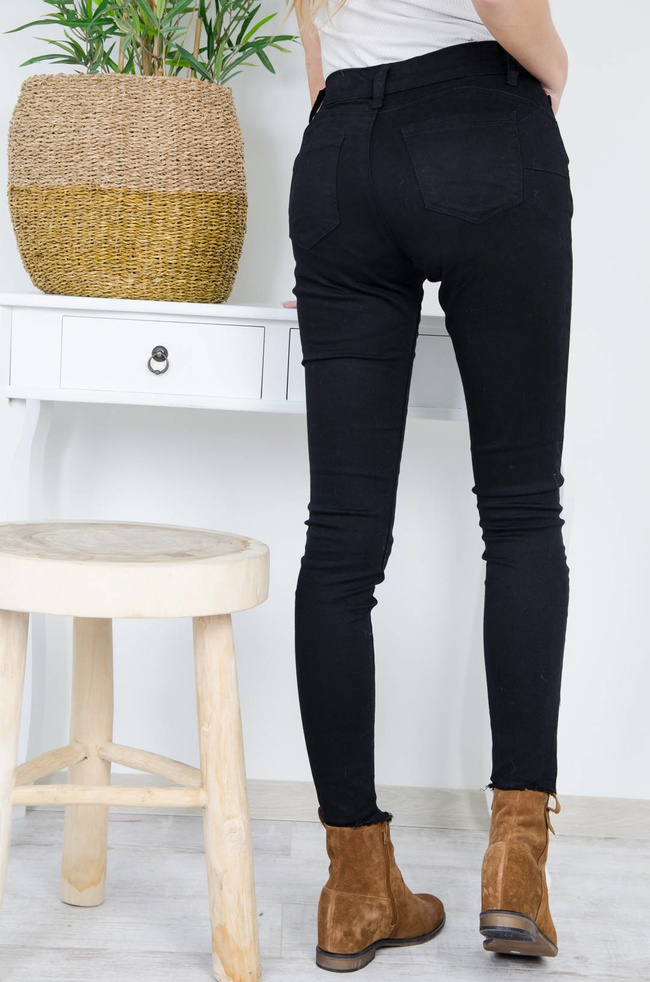 CZARNE SPODNIE PUSH UP Z ZAMKAMI  XS-3XL