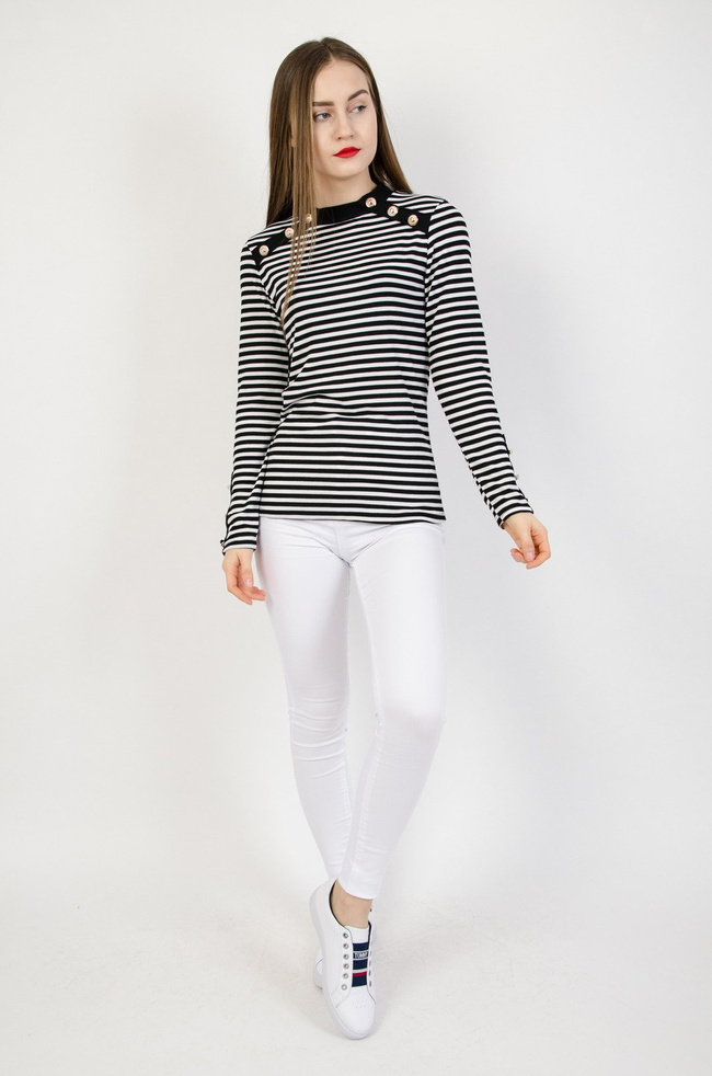 Prążkowana bluzka w biało czarne paski