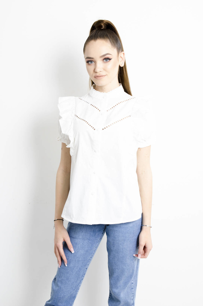 BLUZKA KOSZULOWA Z BUFIASTYMI RĘKAWAMI 