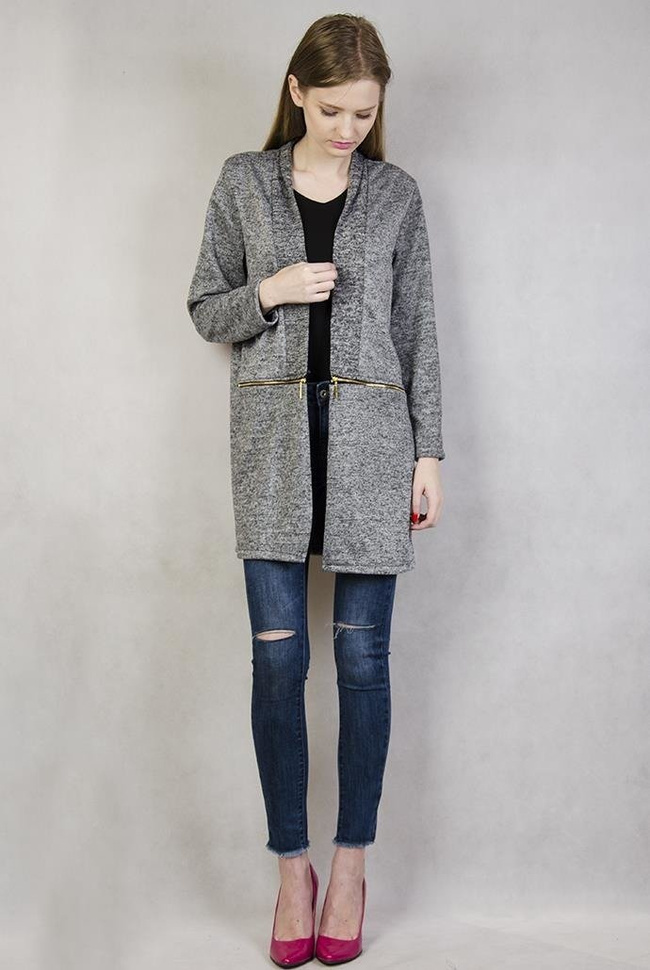 Ciemnoszara narzuta z ozdobnymi, złotymi zamkami