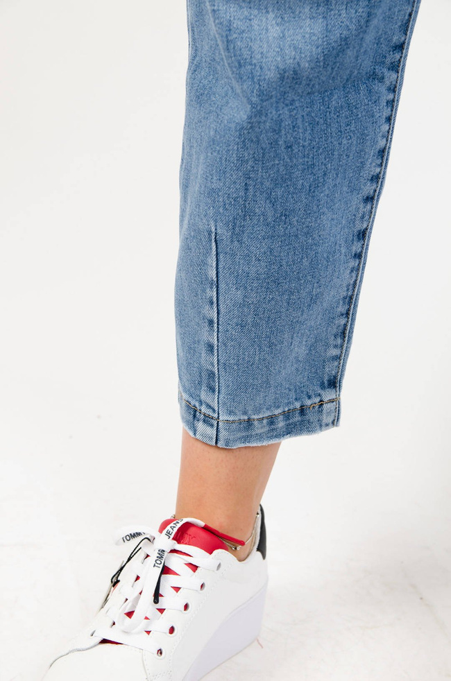 GRANATOWE SPODNIE JEANSOWE TYPU BALLOON JEANS Z WYSOKIM STANEM