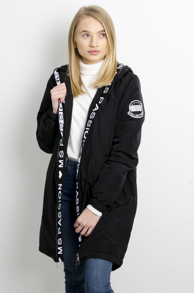 KURTKA PARKA Z KAPTUREM W KOLORZE CZARNYM