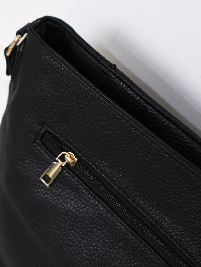 TORBA SHOPPERKA Z IMITACJI SKÓRY- CZARNA