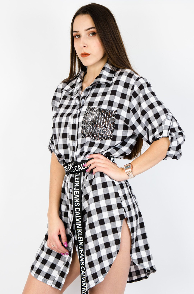 SUKIENKA KOSZULOWA W KRATĘ