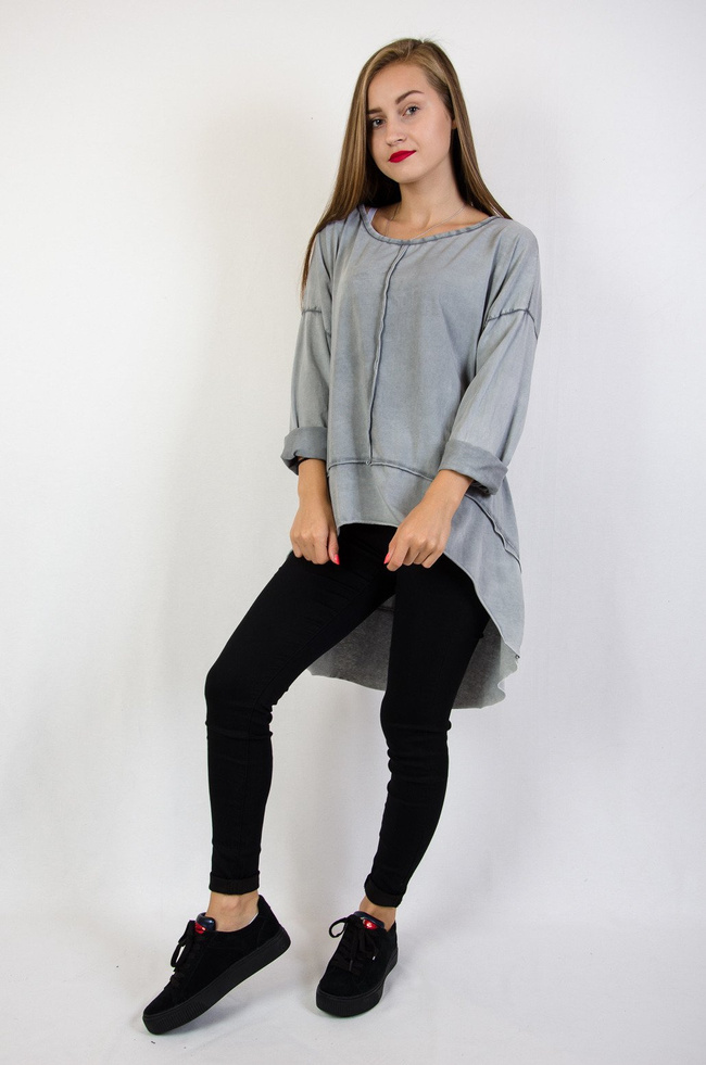 Szara tunika z przedłużanym tyłem