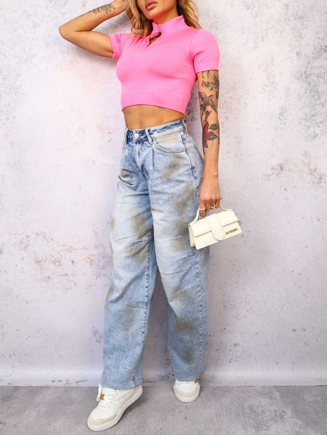 SPODNIE JEANSOWE ACID WASH Z EFEKTEM CIENIOWANIA