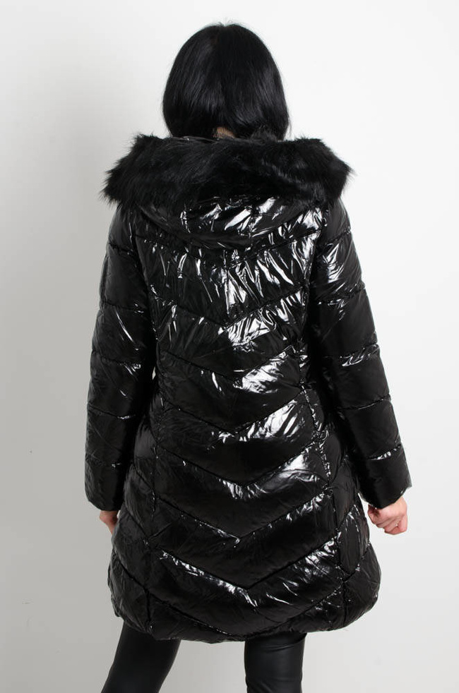 DŁUGA WINYLOWA KURTKA ZIMOWA