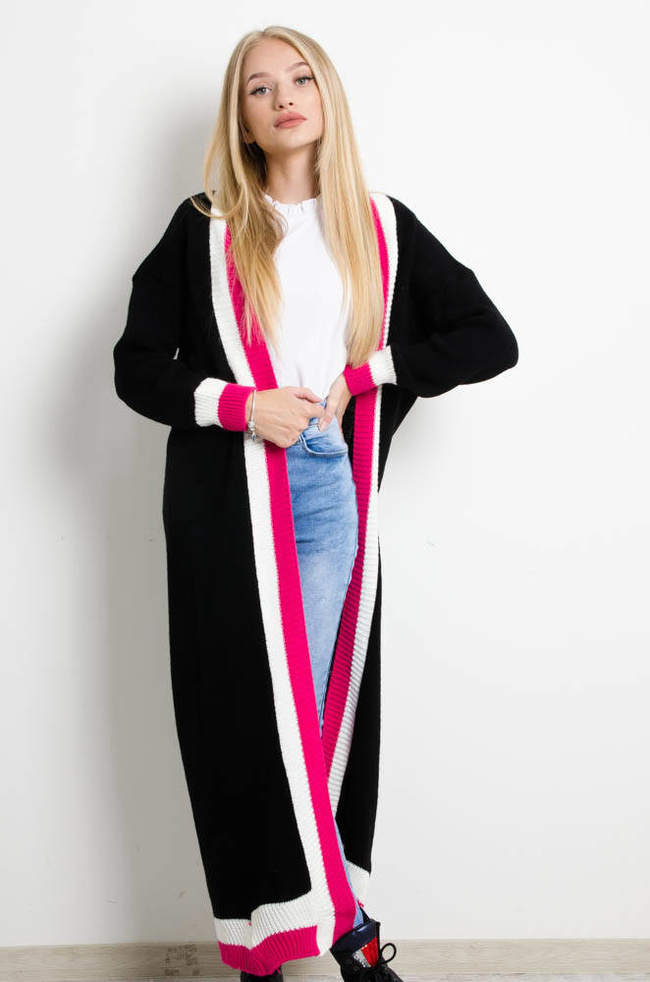 CZARNY DŁUGI KARDIGAN SWETER