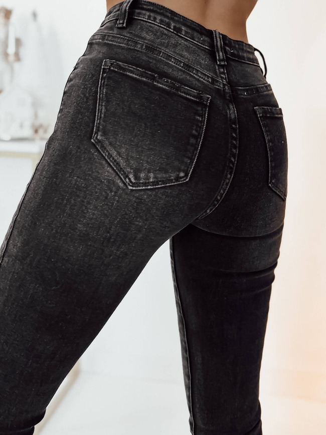 SPODNIE JEANSOWE SKINNY Z WYSOKIM STANEM- GRAFITOWE