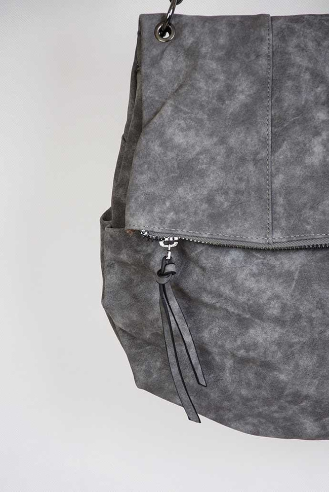 Duża szara torebka z nubuku