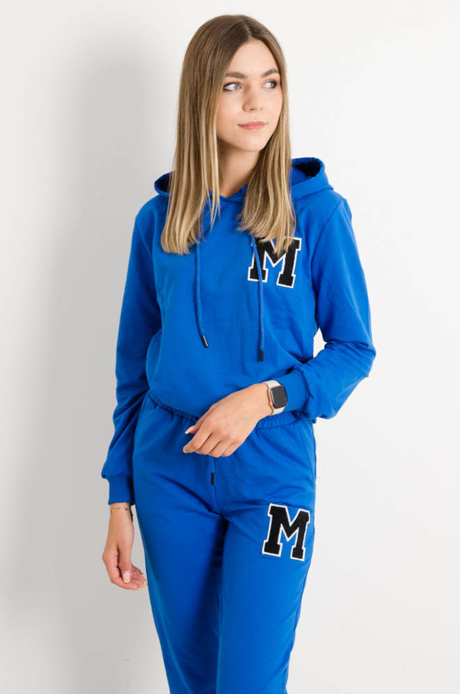 KOMPLET DRESOWY Z OZDOBNĄ NASZYWKĄ- NIEBIESKI