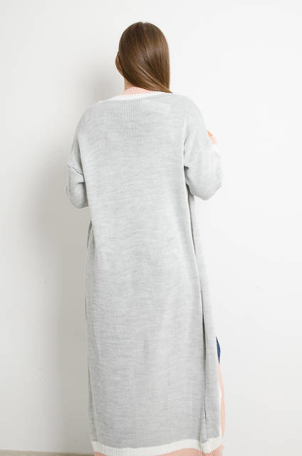 SZARY DŁUGI KARDIGAN SWETER