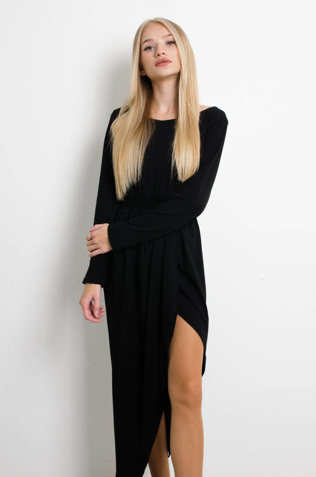 CZARNA ASYMETRYCZNA SUKIENKA