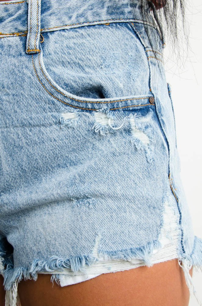 JEANSOWE SZORTY Z PRZETARCIAMI-WYSOKI STAN