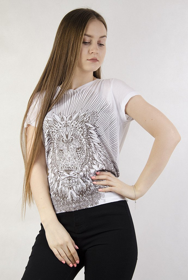 Bluzka z lwem wiązana z tyłu biała