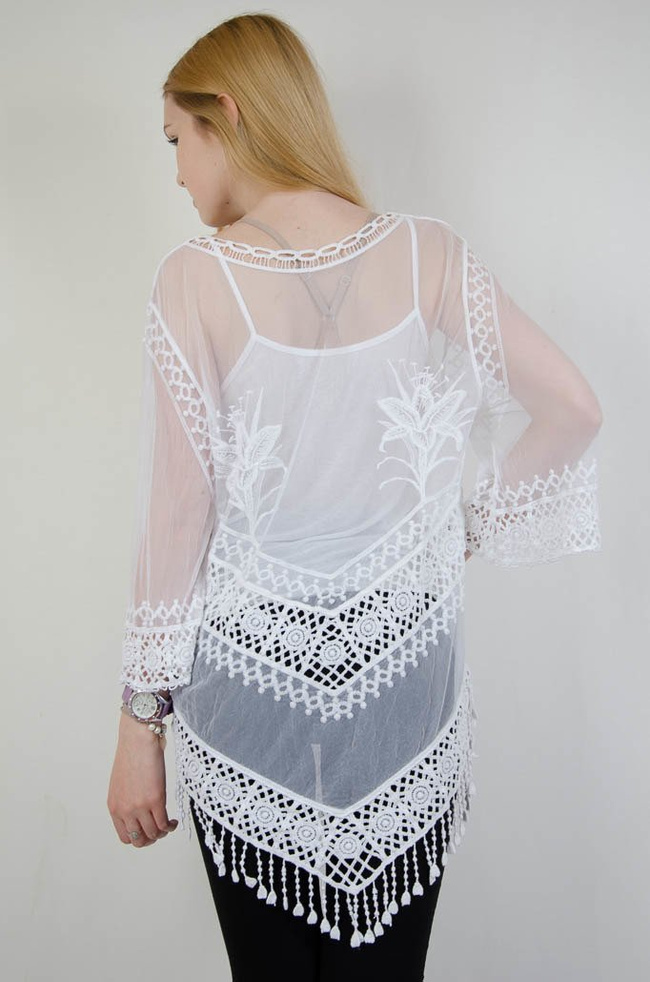 Biała ażurowa bluzka  z topem