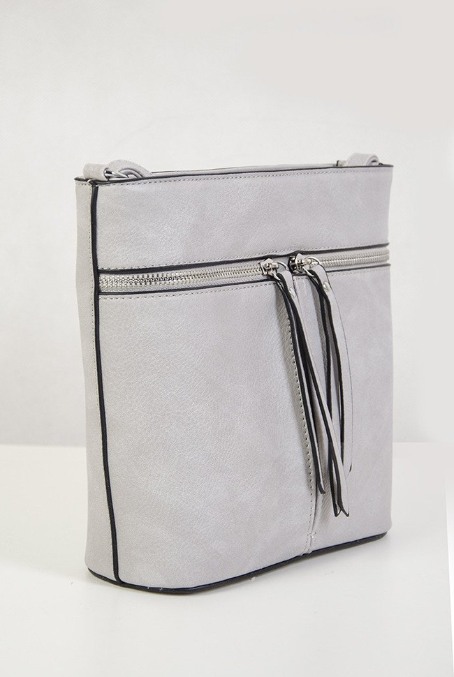 Mała szara torebka z zamkami