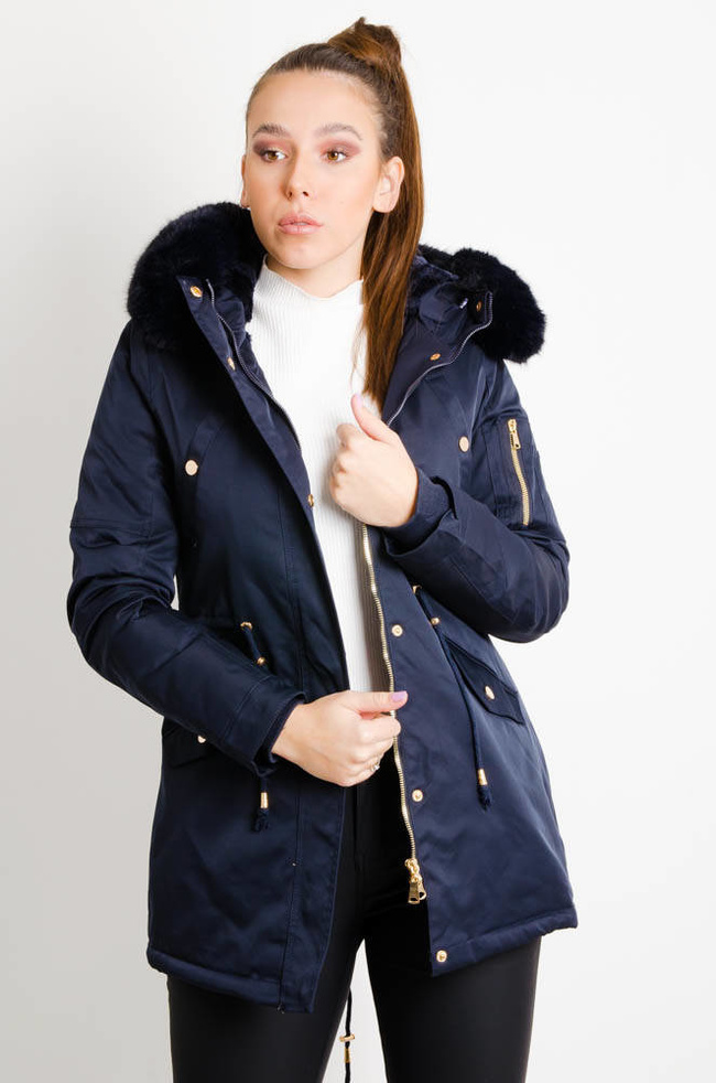 GRANATOWA KURTKA PARKA ZIMOWA