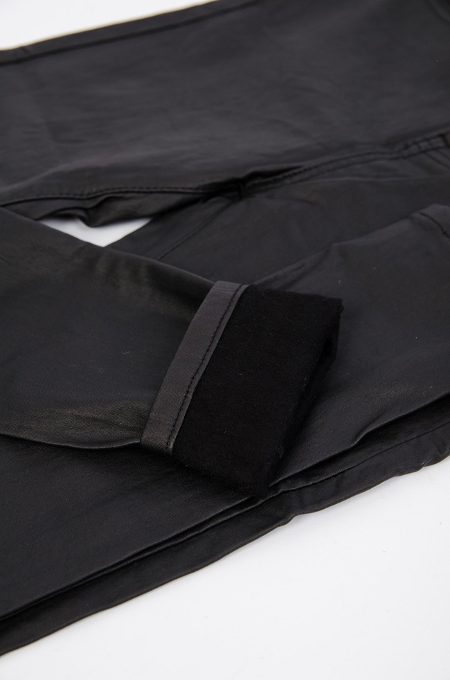 OCIEPLANE WOSKOWANE SPODNIE Z WYSOKIM STANEM