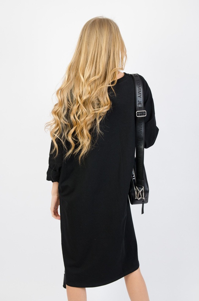 ASYMETRYCZNA DZIANINOWA SUKIENKA Z NAPISEM "ROB MONEY"