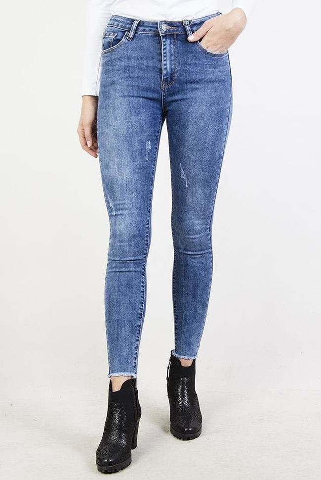 Jeansowe spodnie skinny jeans z wysokim stanem