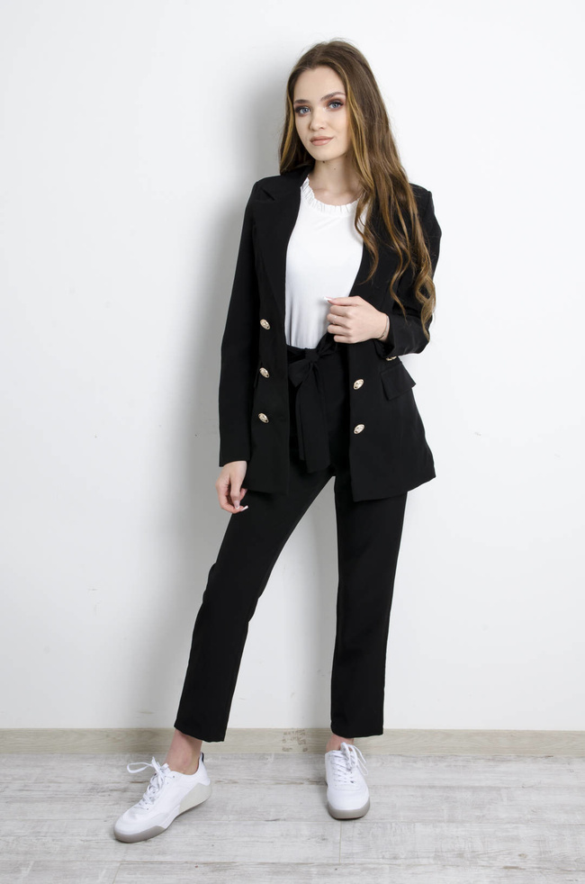 KOMPLET CZARNY MARYNARKA+ SPODNIE
