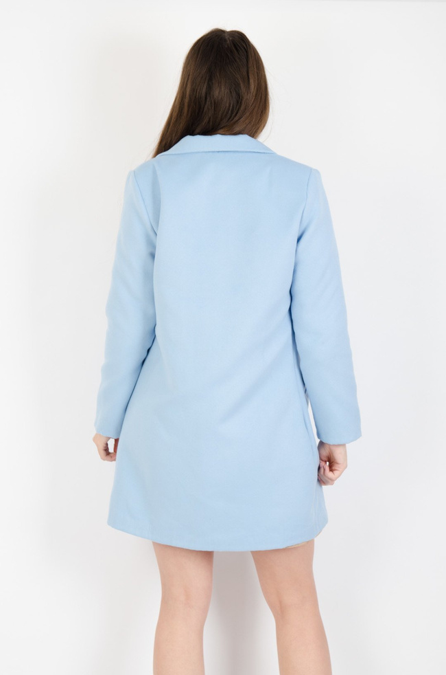 WIOSENNY PŁASZCZ W PASTELOWYM ODCIENIU - NIEBIESKI