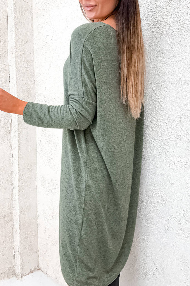 JASNO ZIELONA SUKIENKA MIDI OVERSIZE+ NASZYJNIK