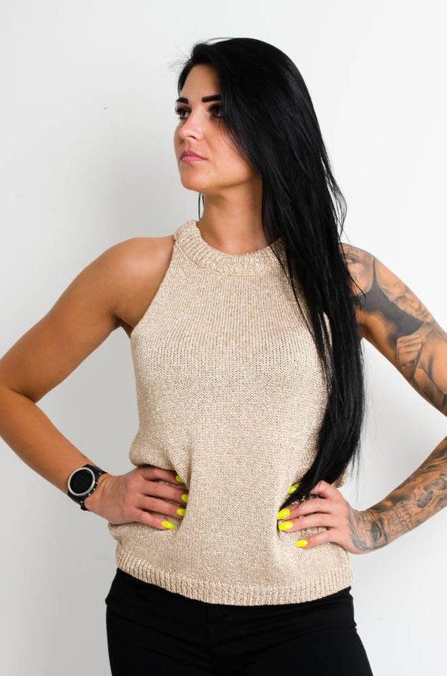 TOP ZŁOTY Z DZIANINY