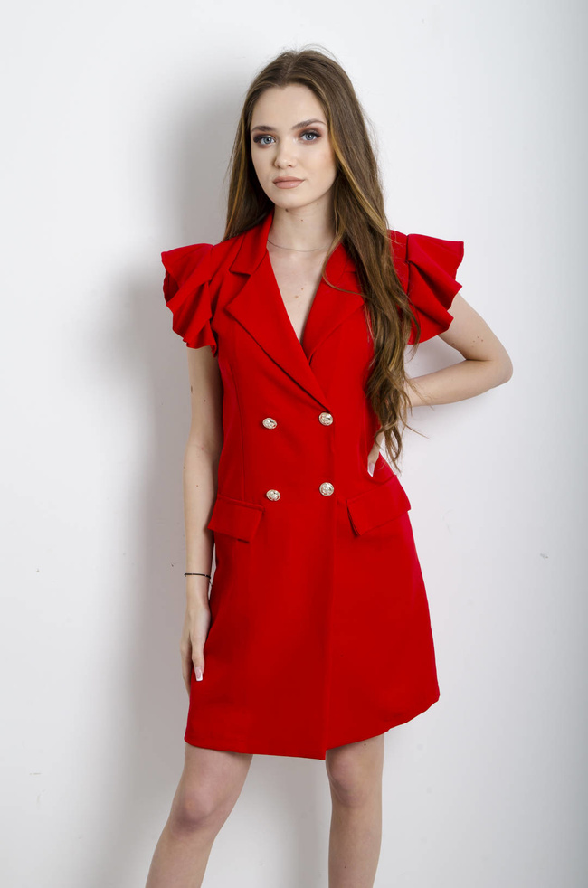 SUKIENKA MARYNARKOWA Z GUZIKAMI CZERWONA