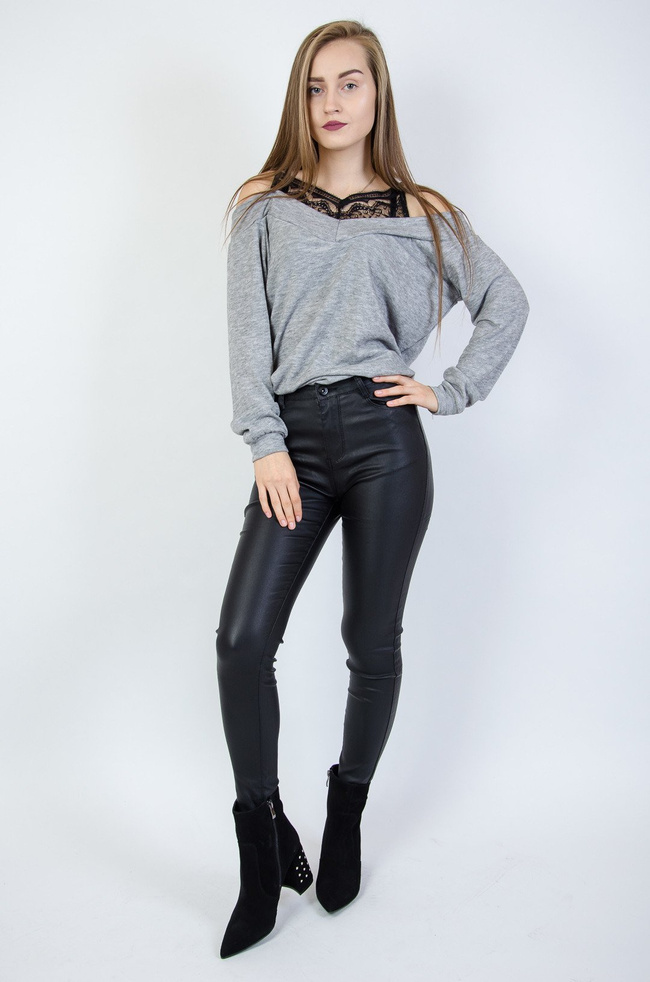 Czarne spodnie skórkowe