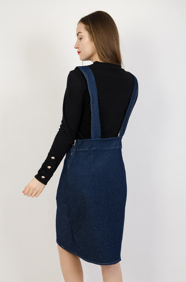 Granatowa sukienka ogrodniczka