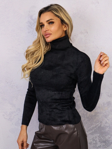 DOPASOWANY SWETER Z GOLFEM- CZARNY