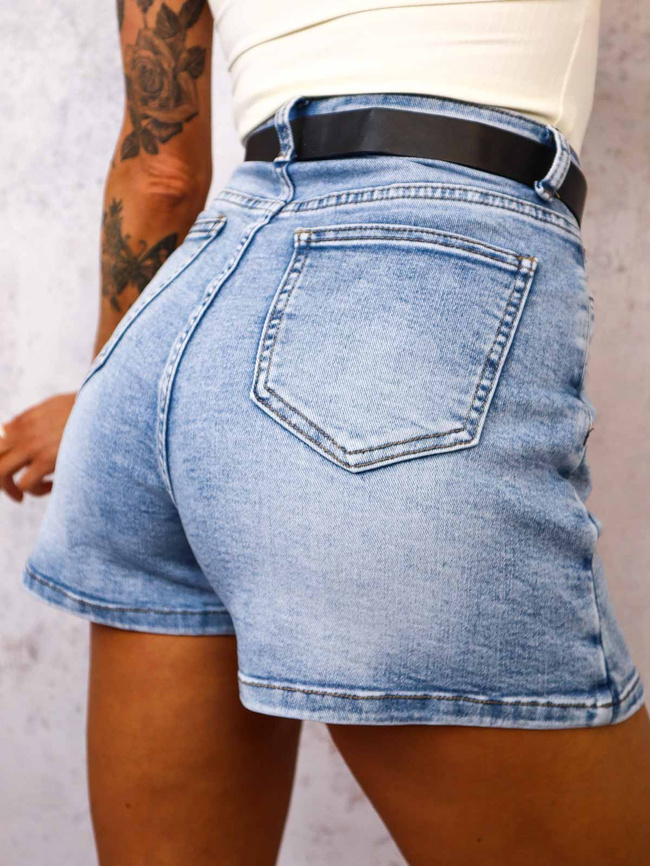 JEANSOWE SPÓDNICO-SPODENKI Z ASYMETRYCZNYM ZAPIĘCIEM+ PASEK