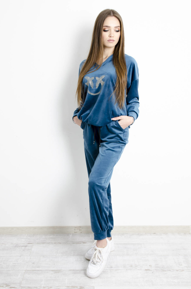 KOMPLET DRESOWY WELUROWY TURKUSOWY