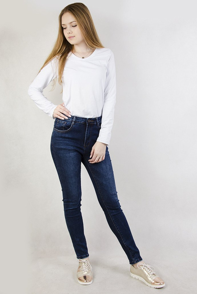 (Rozmiary L- 4 XL ) Spodnie jeansowe z przetarciami na kieszeniach