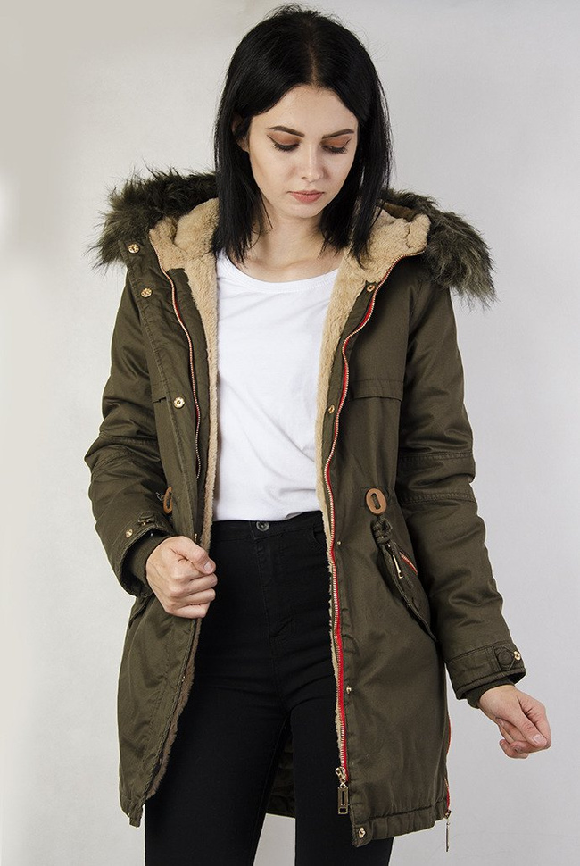 Parka khaki z ociepleniem