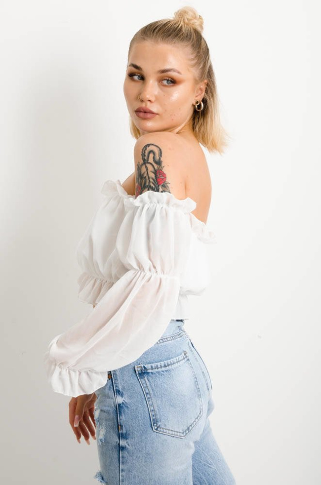 BIAŁY KRÓTKI TOP - HISZPANKA