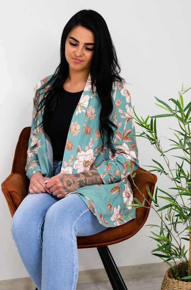 ZIELONA MARYNARKA W KWIATY