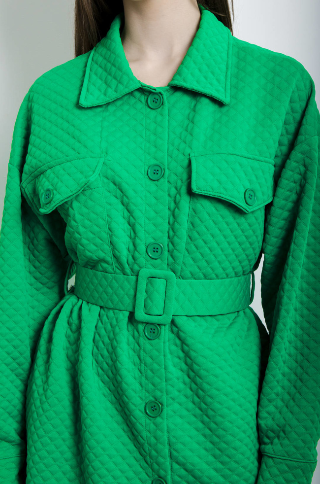 PŁASZCZ PIKOWANY ZIELONY